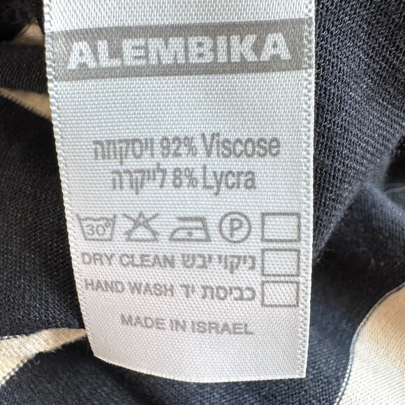 Alembika Womens Tunic Top Size M Lagenlook Striped Flowy Long Black Tan - Picture 8 of 9